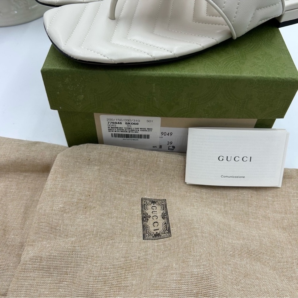 Women’s Gucci, quilted leather song sandals in Mystic white size 39 made Italy - Picture 5 of 10